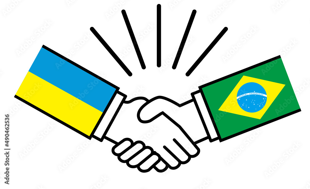アメリカとブラジル 国旗がついた手が握手 国家間の戦争紛争 同盟 和解 合意のイメージイラスト Stock Vector Adobe Stock