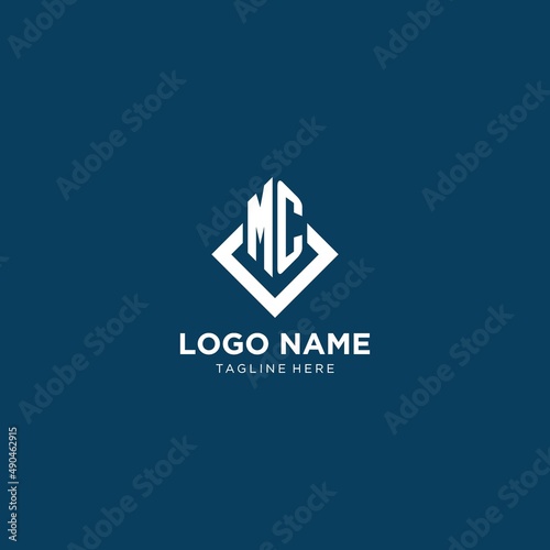 Initial MC logo square rhombus with lines, modern and elegant logo design