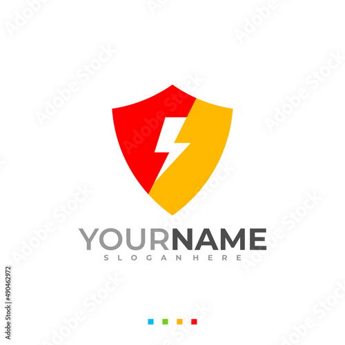 Free Download Electric Security Logo concept. Flash Thunderbolt Shield Vector Logo Design Template Element. - GFXLoad