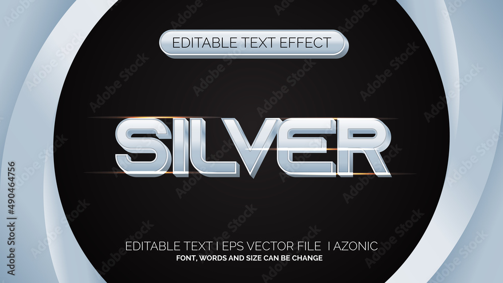 Editable Text Effect silver effect
