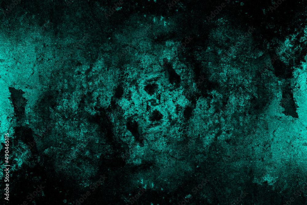 Dark cyan color abandoned old concrete wall with heavy grunge texture and  spots for background Stock Photo | Adobe Stock
