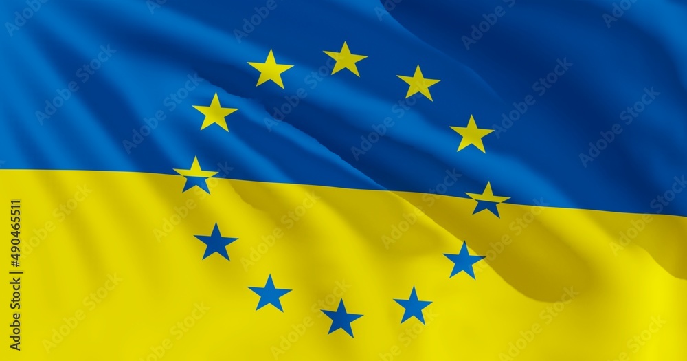 Flaga Ukraina Unia - obrazy, fototapety, plakaty 