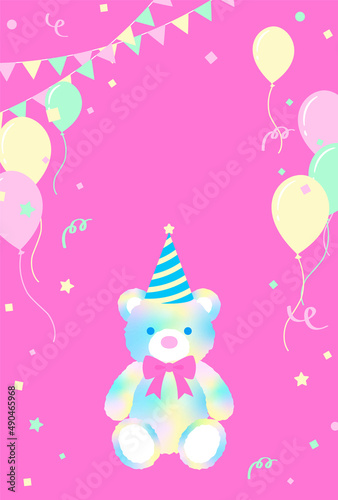 festive vector background with rainbow teddy bear for banners, cards, flyers, social media wallpapers, etc.