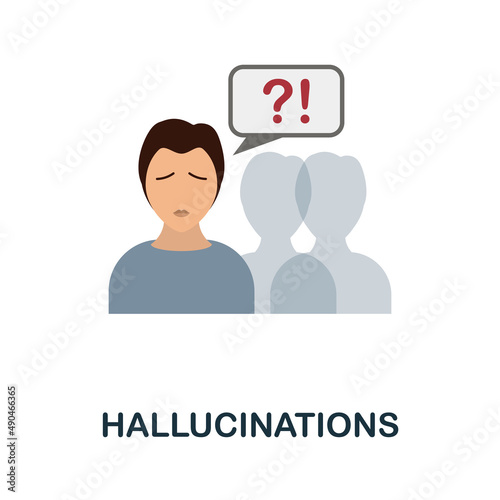 Hallucinations flat icon. Colored element sign from psychological disorders collection. Flat Hallucinations icon sign for web design, infographics and more.