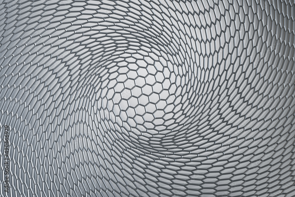 Obraz premium Creative hexagonal gray honeycomb wireframe background. 3D Rendering.