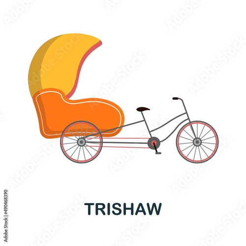 Trishaw flat icon. Colored element sign from public transport collection. Flat Trishaw icon sign for web design, infographics and more.