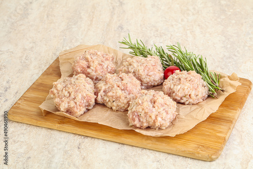 Traditional homemade raw pork meatballs