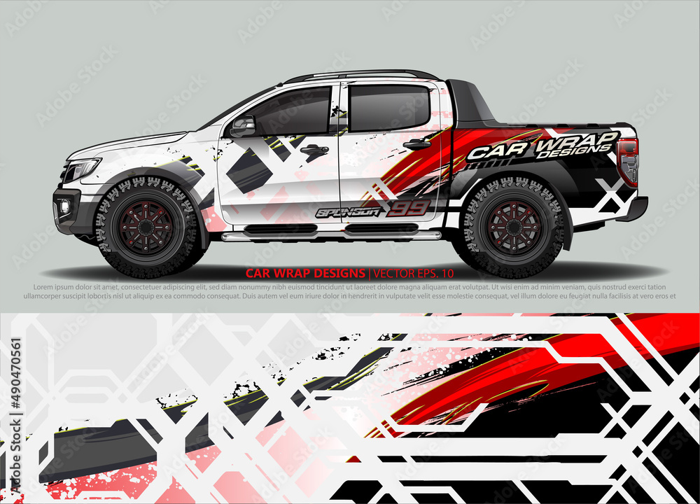 truck and car decal design vector kit. abstract background graphics for vehicle advertisement and vinyl wrap 