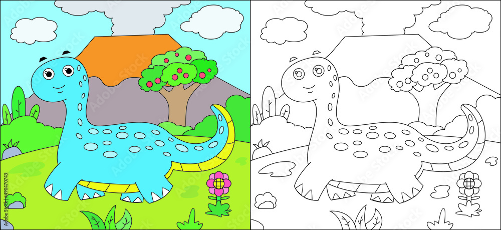 Obraz premium Coloring pages of cute dinosaur