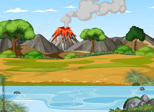 Prehistoric forest scene background