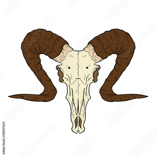 Vector animal skull. hand drawn illustration. Western style logo isolated on white