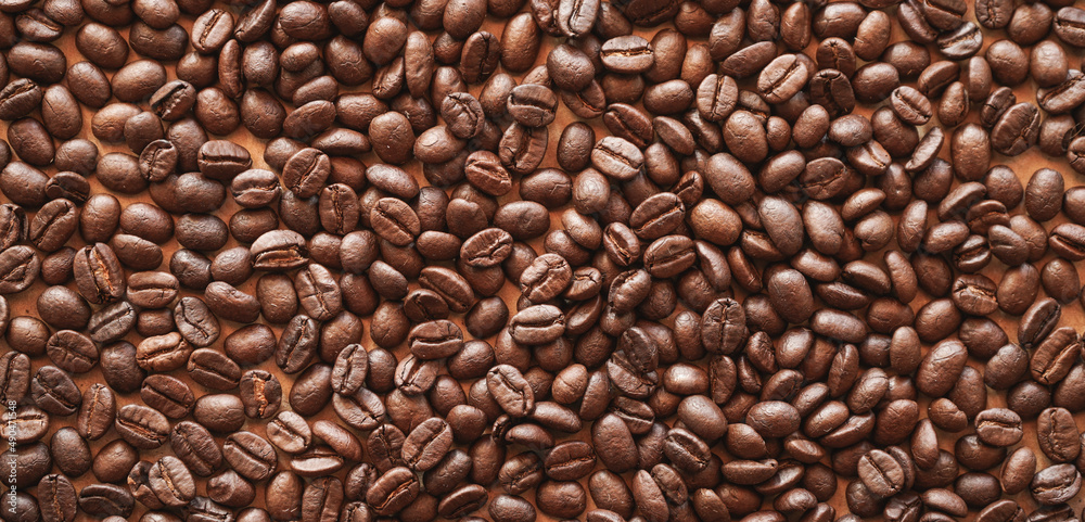 Close up of roasted coffee beans background Close up of roasted coffee beans background