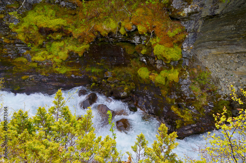 Breathtaking scenery of mountains, galciers and waterfalls in Geirangerfjord during cruising to Norway in Geiranger with beautiful scenic panorama nature landscape in Fjord photo