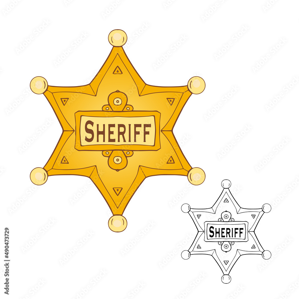 Old west, texas sheriff star. Hand drawn illustration. Digital art Stock Vector Adobe Stock