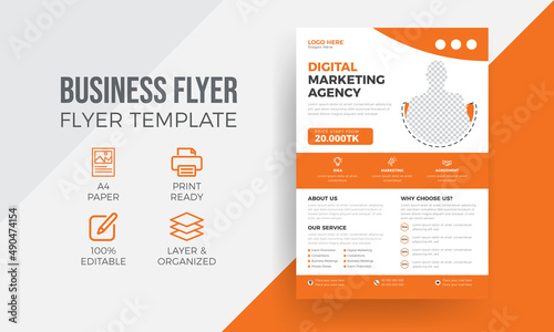Digital marketing agency flyer or business brochure design template