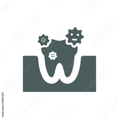 Tooth, germs icon. Gray vector illustration.