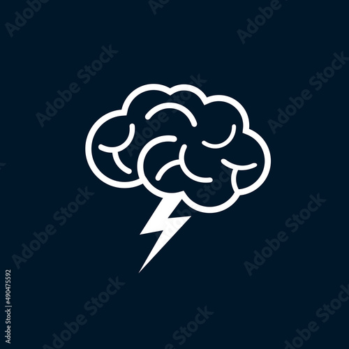 Brain With Thunder Logo Vector