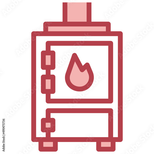 PELLET STOVE red line icon,linear,outline,graphic,illustration