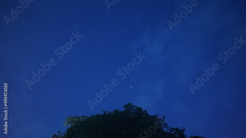 The night sky view with the stars twinkling in the sky