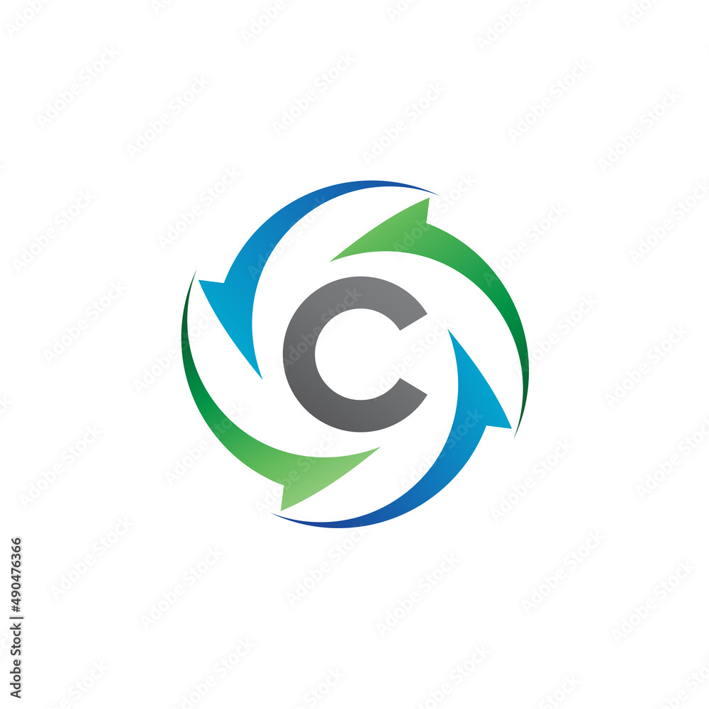 Letter C With Arrows Cycle Logo Vector Letter C With Arrows Cycle Logo Vector