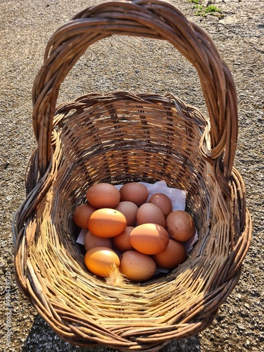 Obraz na płótnie basket with eggs w salonie