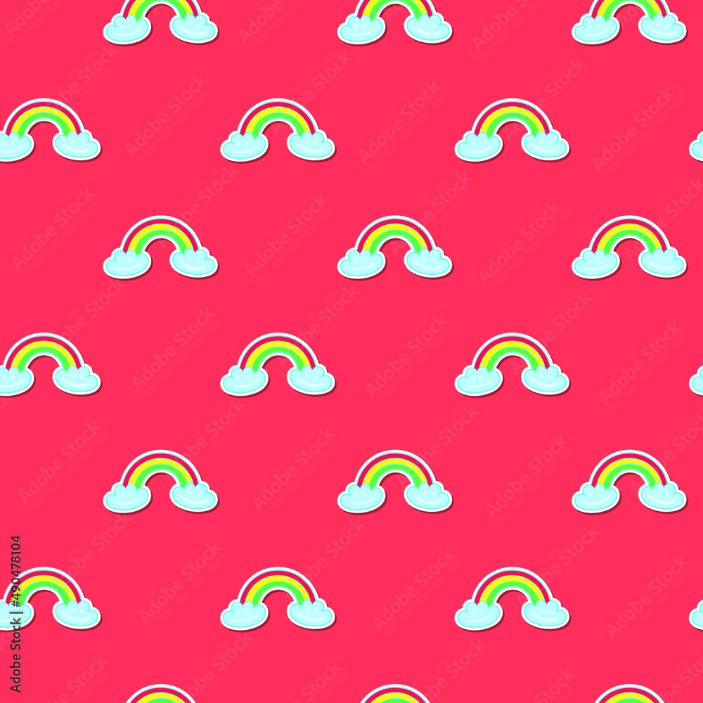 cute rainbow cloud seamless pattern free vector