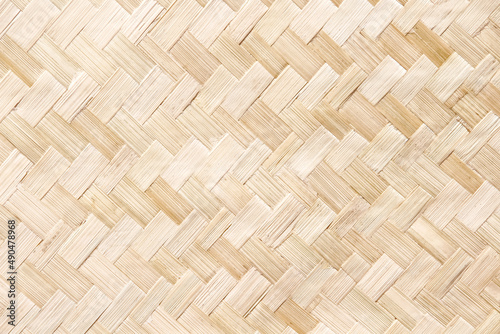 Woven mat crafts pattern with seamless texture for light brown background