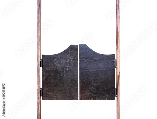 Folding wood door isolated on white background , clipping path