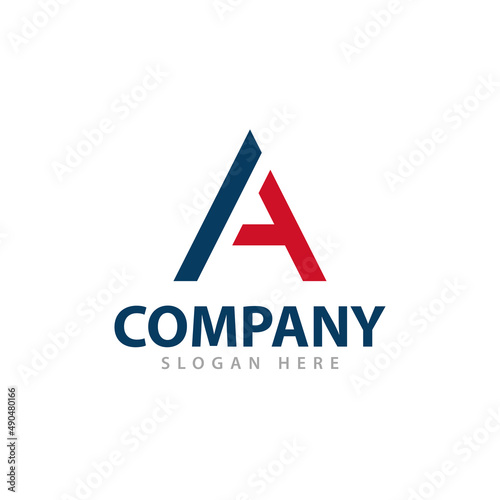 Modern A letter logo design black and red color