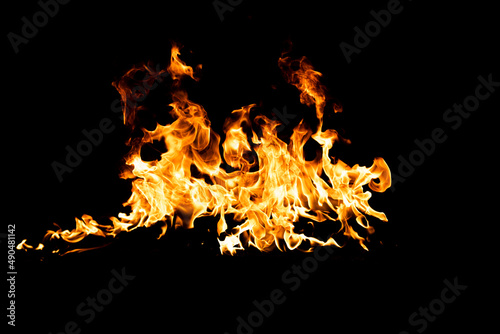 Fire flame. Burn lights on a black background. © Volodymyr