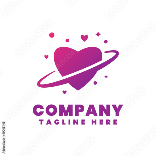 love or heart planet logo design