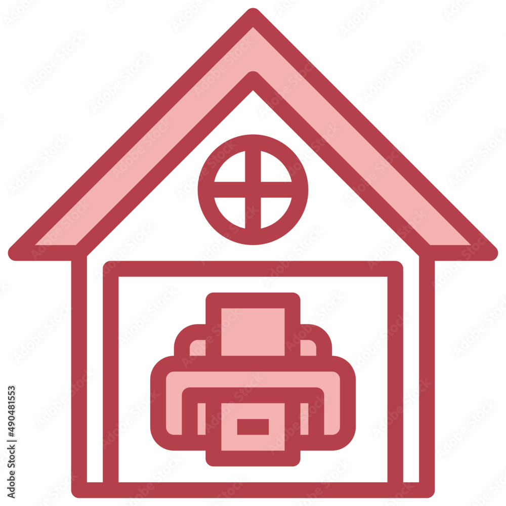 PRINTER red line icon,linear,outline,graphic,illustration PRINTER red line icon,linear,outline,graphic,illustration