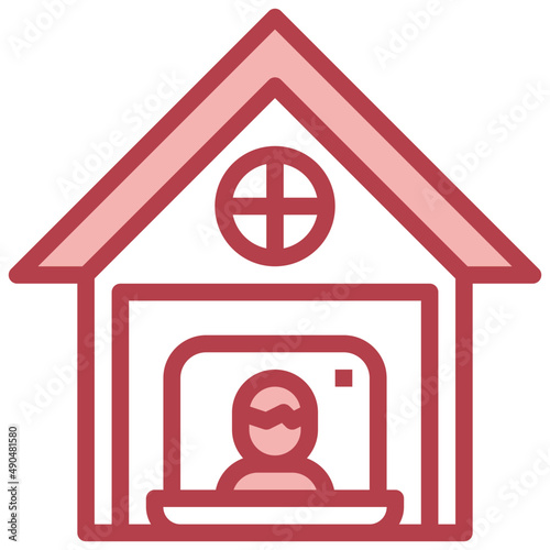 VIDEO CONFERENCE red line icon,linear,outline,graphic,illustration