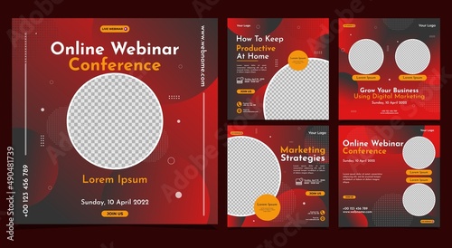 Collection of social media post banner templates. Perfect for business webinars, marketing webinars, online class programs, etc.