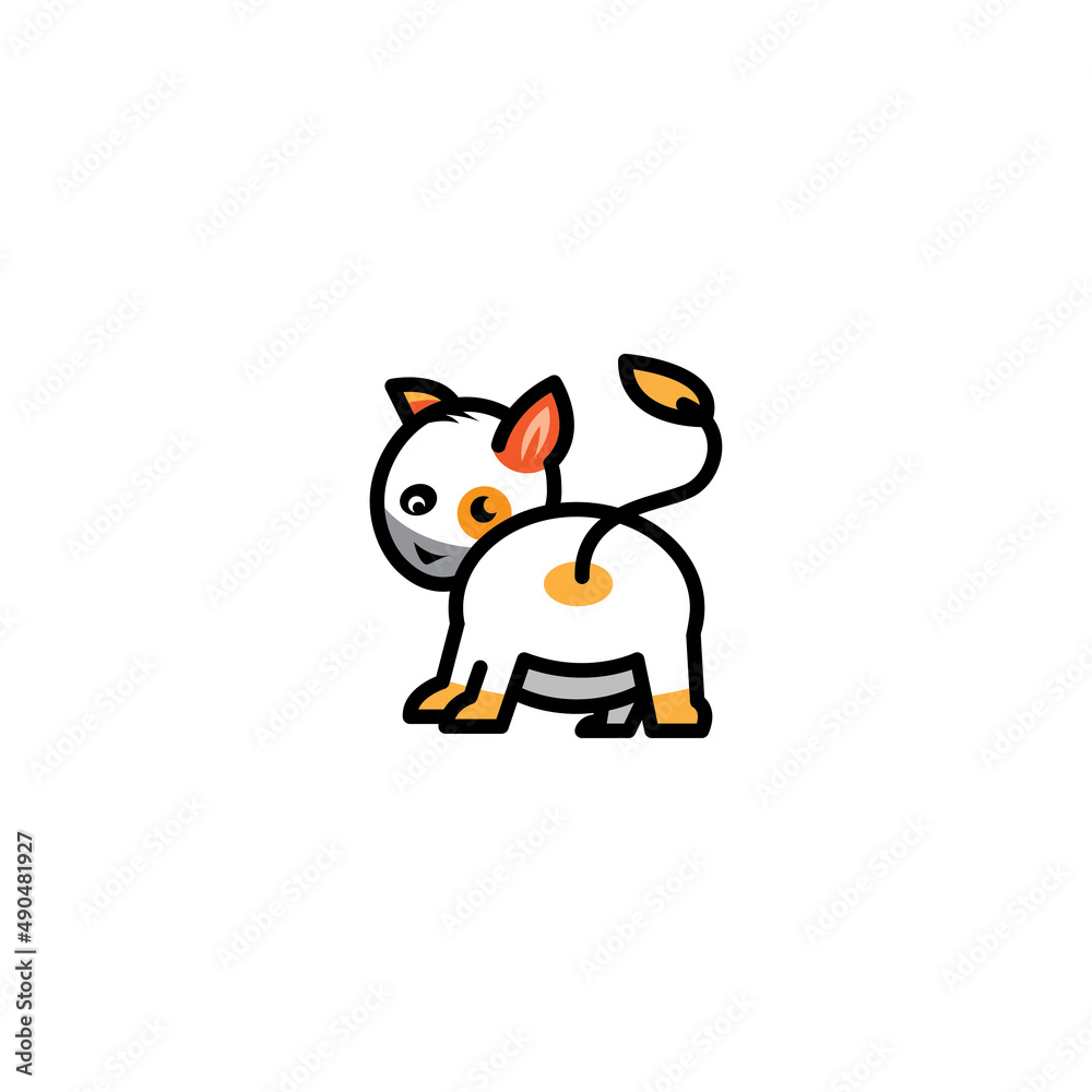 Fototapeta premium kitten cute animal icon color line illustration vector design