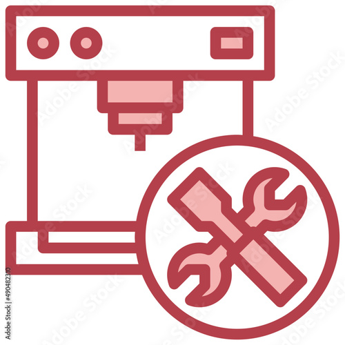 COFFEE MACHINE red line icon,linear,outline,graphic,illustration