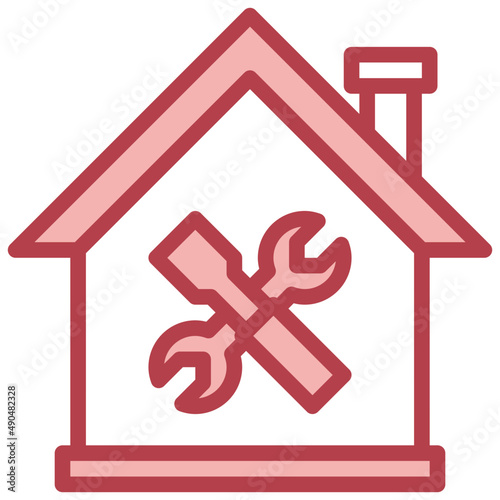 HOUSE  red line icon,linear,outline,graphic,illustration