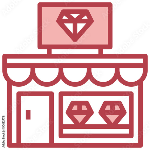 JEWELRY SHOP red line icon,linear,outline,graphic,illustration