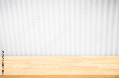 Abstract Natural wood table texture isolated on white background   Top view of plank wood for graphic stand product  interior design or montage display your product