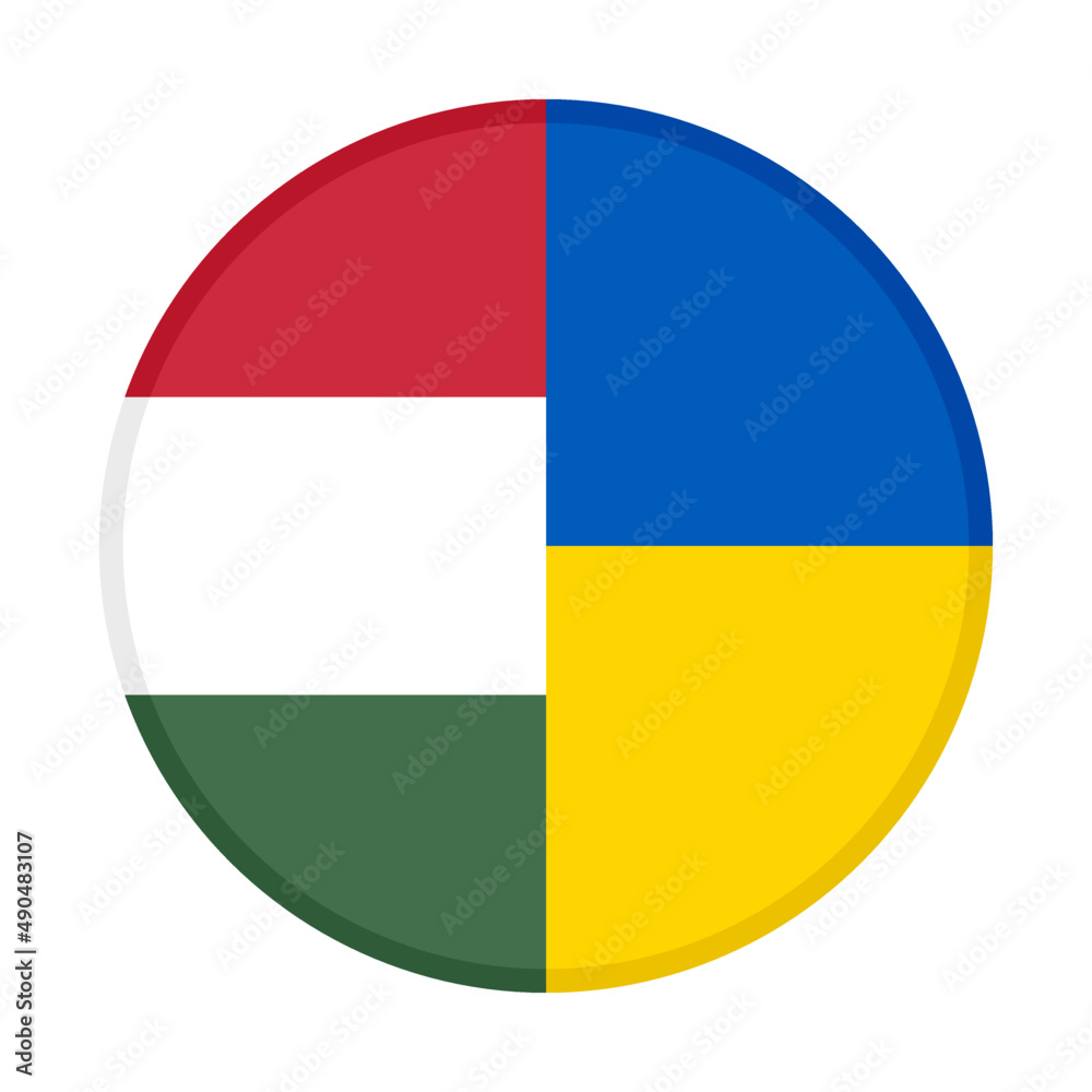 round icon with hungary and ukraine flags isolated on white background round icon with hungary and ukraine flags isolated on white background