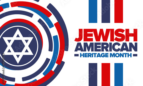 Jewish American Heritage Month. Jewish American contribution to the history United States. Celebrated annual in May. Star of David. Israel symbol. Vector poster, creative illustration