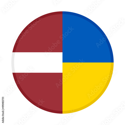 round icon with latvia and ukraine flags isolated on white background