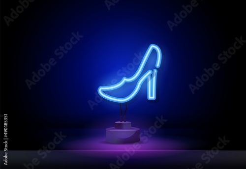 women's shoe icon. web icons universal set for web and mobile. High heel shoe neon light icon. Glowing sign. Woman's shoe. Vector isolated illustration
