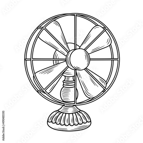 Vintage fan illustration isolated on white background.