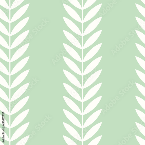 Botanical vector seamless pattern. Simple scandinavian floral design. Vertical stripes with leaves, nature inspired pastel toned print for fabric, wallpaper, wrapping paper and stationery