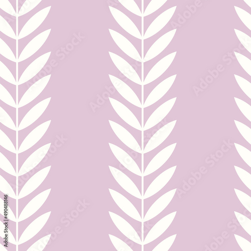 Botanical vector seamless pattern. Simple scandinavian floral design. Vertical stripes with leaves, nature inspired pastel toned print for fabric, wallpaper, wrapping paper and stationery