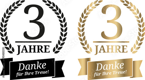Signet 3 Jahre Gold und Schwarzweiß