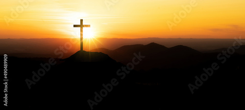 Fotografia Religious grief landscape background banner panorama - Breathtaking view with bl
