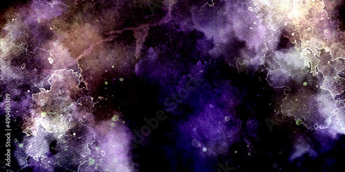 Fototapeta Naklejka Na Ścianę i Meble -  Abstract colorful background with paint adn Nebula an interstellar cloud of star dust. Starry deep outer space. Digital painted abstract design space of the galaxy ,atmosphere.
