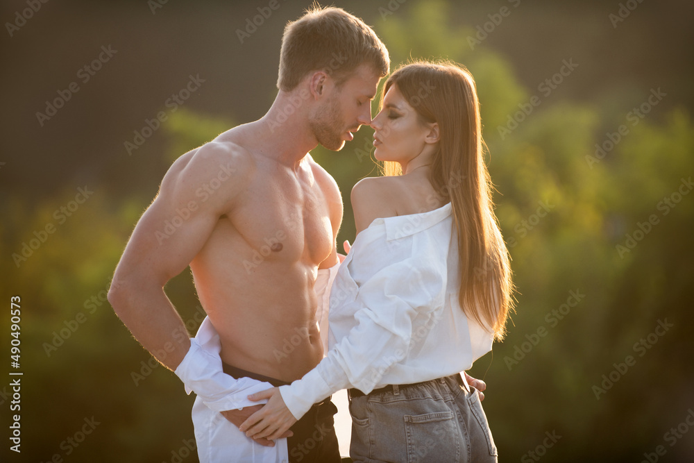 Sexy lovers. Romantic loving couple in love feeling romance, woman and man  enjoying love. Lovely coupl. Stock Photo | Adobe Stock